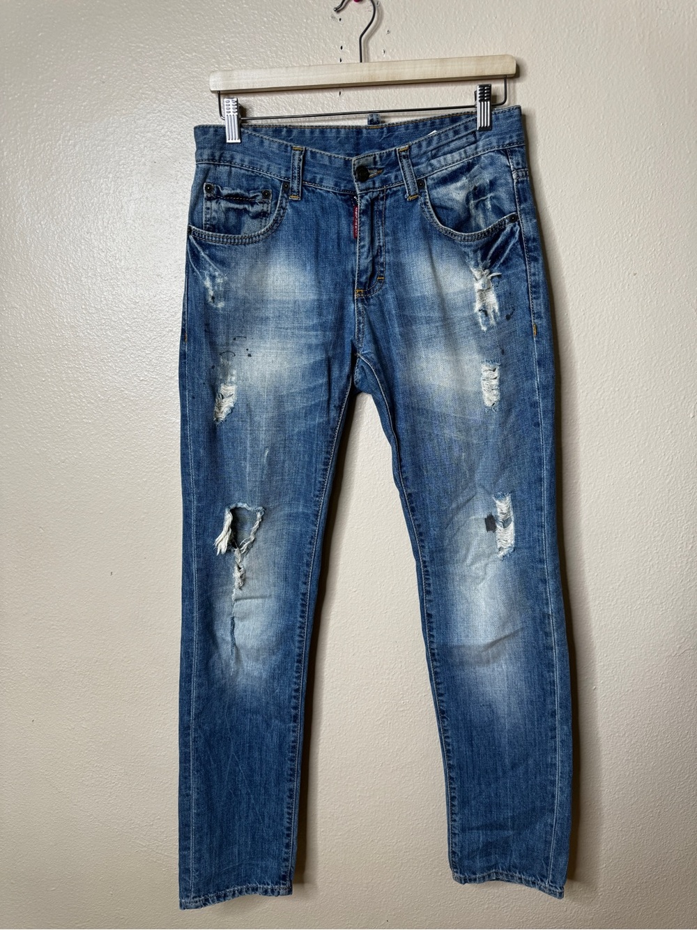 DSQUARED Men’s Jeans Size 29 Distressed Blue Denim Ripped Made in Italy